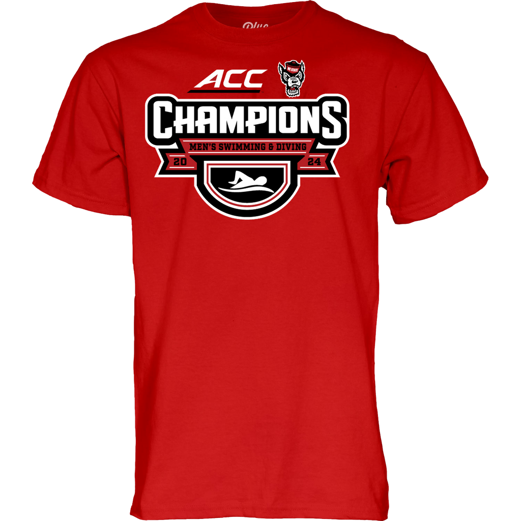 NC State Wolfpack ACC Men's Swimming & Diving 2024 Champions Red T