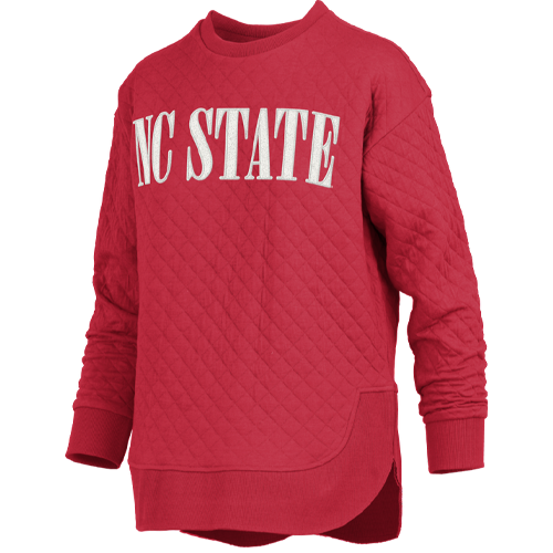 NC State Wolfpack Women's Red Pasadena Rounded Bottom Quilted Crewneck