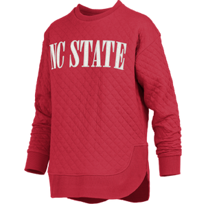 NC State Wolfpack Women's Red Pasadena Rounded Bottom Quilted Crewneck