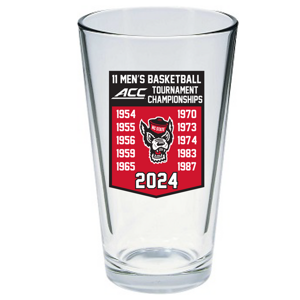 NC State Wolfpack ACC Basketball Champions Years 16 oz Pint Glass