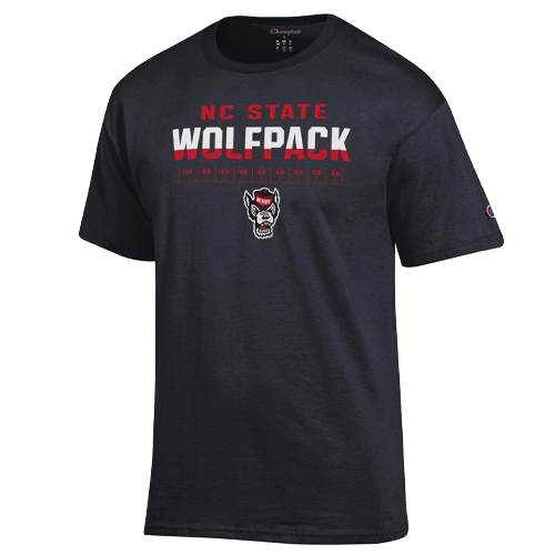 NC State Wolfpack Champion Black Yard Marks Football T-Shirt