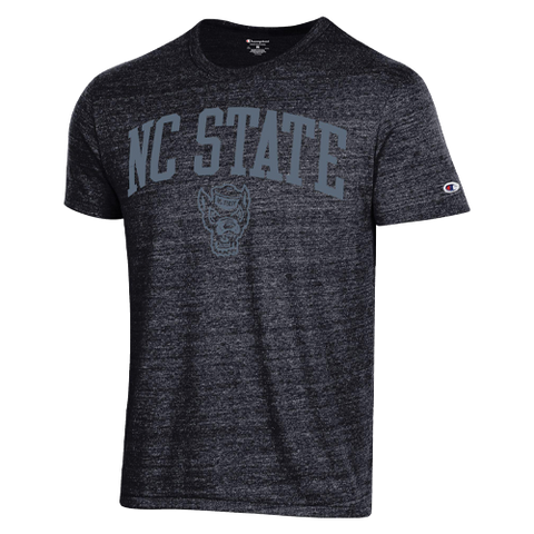 NC State Wolfpack Champion Heathered Black Tri-Blend Blackout T-Shirt