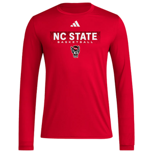 NC State Wolfpack Adidas Red 2024 Pre-Game Basketball Long Sleeve T-Shirt