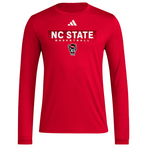 NC State Wolfpack Adidas Red 2024 Pre-Game Basketball Long Sleeve T-Shirt