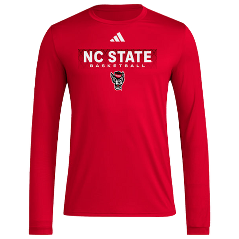 NC State Wolfpack Adidas Red 2024 Pre-Game Basketball Long Sleeve T-Shirt