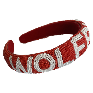 NC State Wolfpack Red and White Wolfpack Beaded Headband