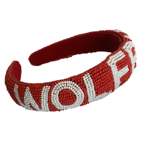 NC State Wolfpack Red and White Wolfpack Beaded Headband