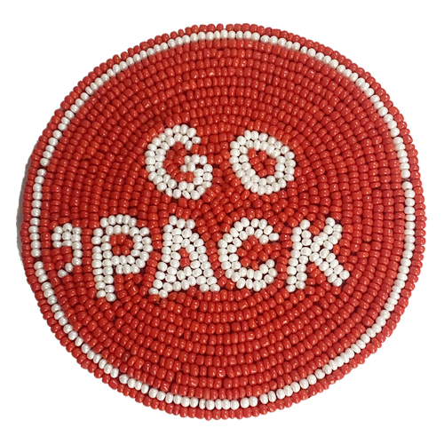 NC State Wolfpack Red and White Go Pack Beaded Button