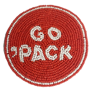 NC State Wolfpack Red and White Go Pack Beaded Button