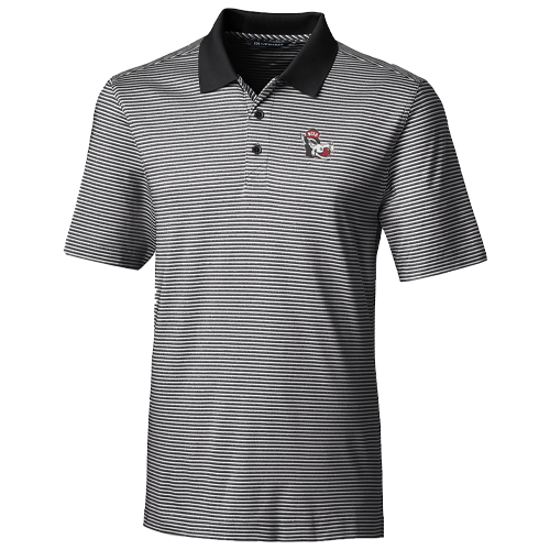 NC State Wolfpack Cutter & Buck Big and Tall Black/White Slobbering Wolf Forge Tonal Stripe Polo