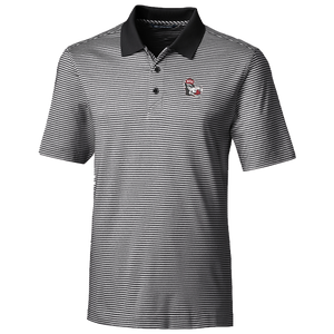 NC State Wolfpack Cutter & Buck Big and Tall Black/White Slobbering Wolf Forge Tonal Stripe Polo