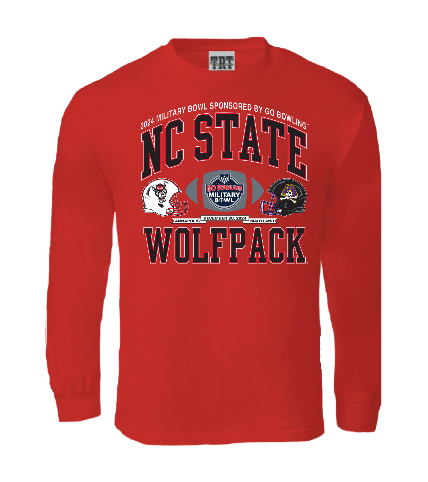 NC State Wolfpack Red 2024 Go Bowling Military Bowl Long Sleeve T-Shirt