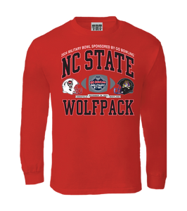 NC State Wolfpack Red 2024 Go Bowling Military Bowl Long Sleeve T-Shirt