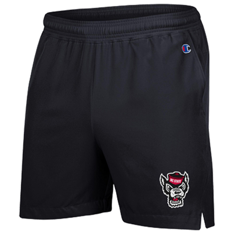 NC State Wolfpack Men's 5" Inseam Woven Black Wolfhead Short