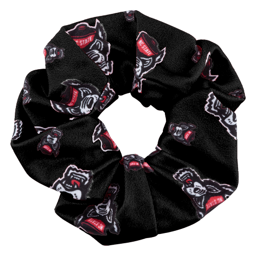 NC State Wolfpack Black Wolfhead All Over Scrunchie