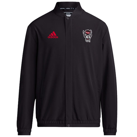 NC State Wolfpack Adidas Black Wolfhead Sideline Athlete Full Zip Woven Jacket