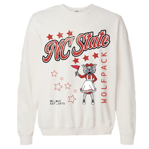 NC State Wolfpack Girl Tribe Eggshell Go NC State Ms. Wuf Crewneck Sweatshirt