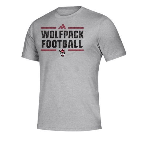 NC State Wolfpack Adidas Athletic Grey Wolfpack Football Pregame T-Shirt