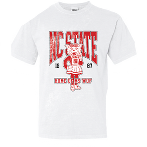 NC State Wolfpack Girl Tribe Comfort Colors White Youth Home of Ms. Wuf T-Shirt