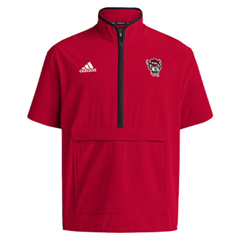 NC State Wolfpack Adidas Red Short Sleeve 1/4 Zip Woven Jacket