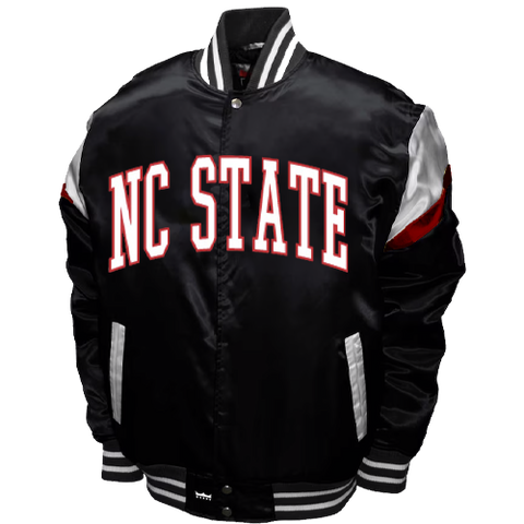 NC State Wolfpack Franchise Club Black Power Satin Bomber Jacket