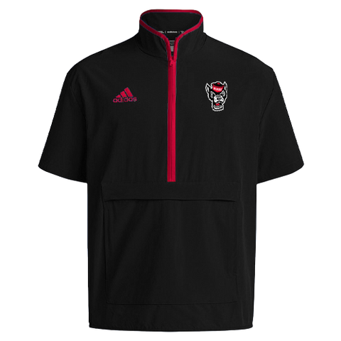 NC State Wolfpack Adidas Black Short Sleeve 1/4 Zip Woven Jacket