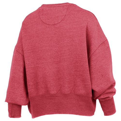 NC State Wolfpack Women's Heathered Red Youngstown Waist Length Oversized Crewneck