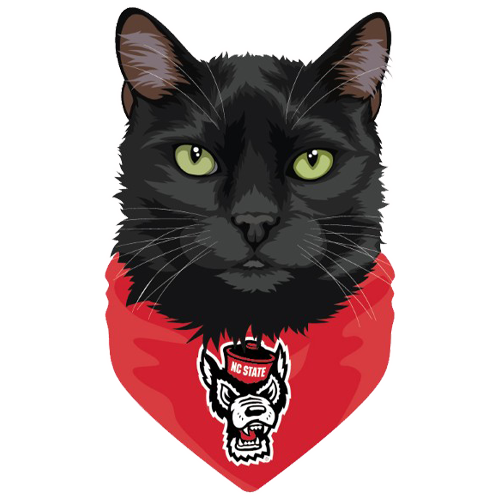 NC State Wolfpack 3.5" Black 'Raven' Cat w/ Bandana Rugged Sticker