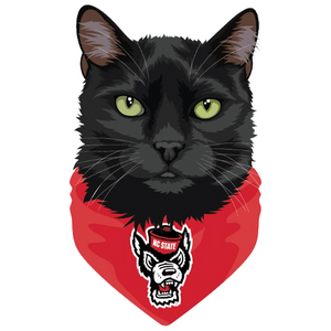 NC State Wolfpack 3.5" Black 'Raven' Cat w/ Bandana Rugged Sticker