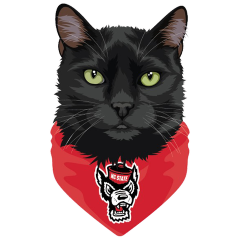 NC State Wolfpack 3.5" Black 'Raven' Cat w/ Bandana Rugged Sticker