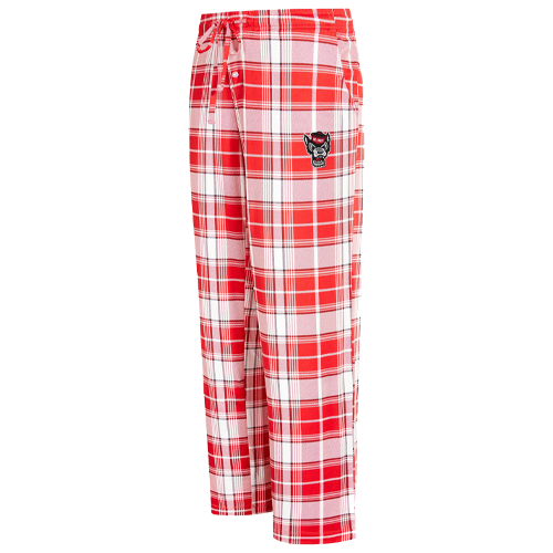 NC State Wolfpack Ladies Red and White Wolfhead Plaid Knit Pants