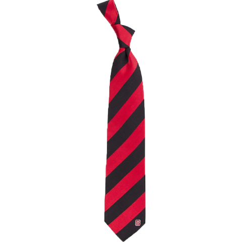 NC State Wolfpack Red and Black Striped Regiment Tie