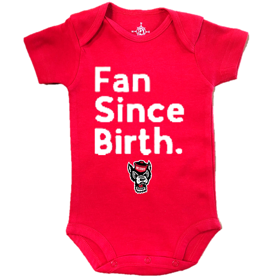 NC State Wolfpack Infant Red Fan Since Birth Wolfhead Onesie