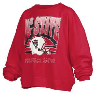 NC State Wolfpack Women's Red "Sheffield" Football Crew Neck Oversized Fleece