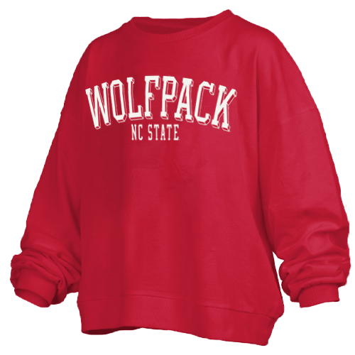 NC State Wolfpack Women's Red Semi-Pro Waist Length Oversized Crewneck