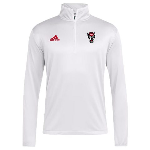 NC State Wolfpack Adidas 1/4 Zip White Woven Jacket