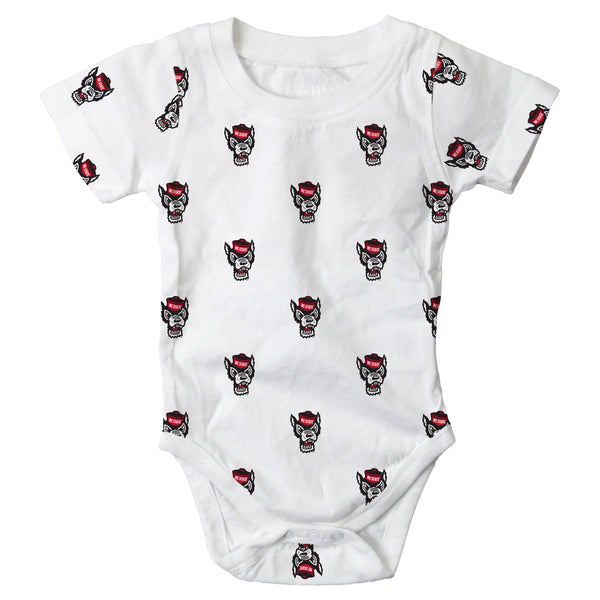 NC State Wolfpack White All Over Wolfhead Onesie