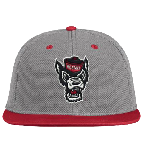 NC State Wolfpack Adidas Grey and Red Wolfhead On-Field Mesh