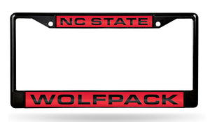 NC State Wolfpack Rico Black Laser Chrome License Plate Frame