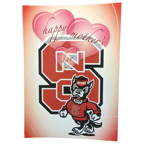 NC State Wolfpack Pink Hearts Happy Mother's Day Card