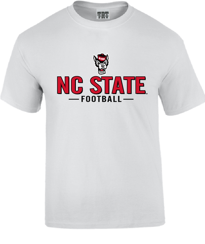 NC State Wolfpack Youth White Wolfhead Football T-Shirt