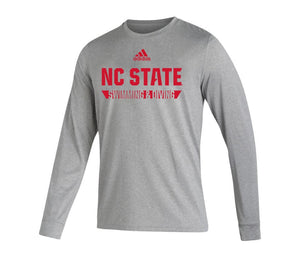 NC State adidas Heather Grey Swimming and Long Sleeve – Red and White