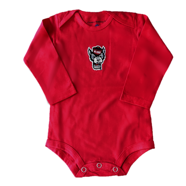 NC State Wolfpack Infant Red Wolfhead Long Sleeve Onesie